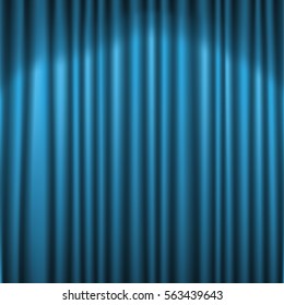 Blue silky curtain texture background. Vector Illustration