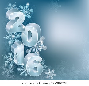 Blue silver 2016 and abstract snowflakes and swirls ornament decorations Christmas or New Year design background.