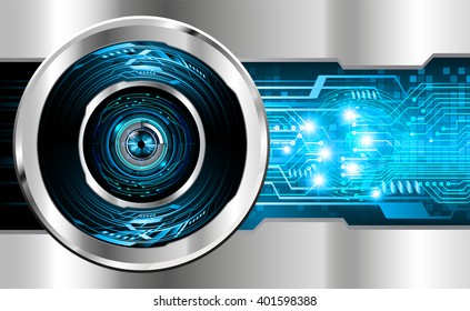 Blue silver abstract hi speed internet technology background illustration. eye scan virus computer. vector