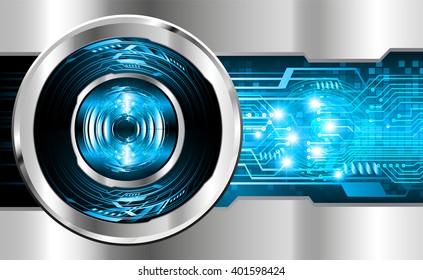 Blue silver abstract hi speed internet technology background illustration. eye scan virus computer. vector