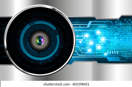 Blue silver abstract hi speed internet technology background illustration. eye scan virus computer. vector