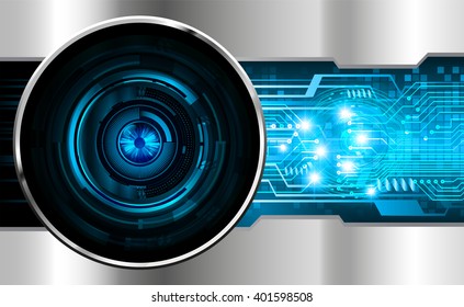 Blue silver abstract hi speed internet technology background illustration. eye scan virus computer. vector