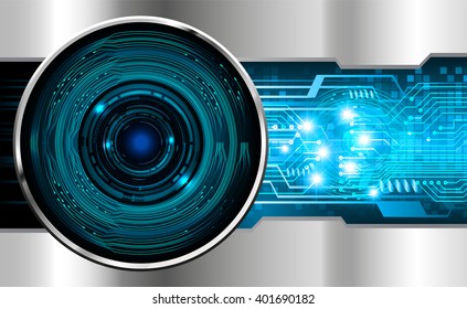 Blue silver abstract hi speed internet technology background illustration. eye scan virus computer. vector