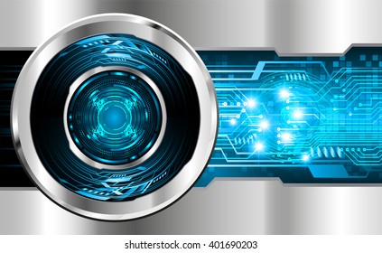 Blue silver abstract hi speed internet technology background illustration. eye scan virus computer. vector
