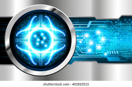 Blue silver abstract hi speed internet technology background illustration. eye scan virus computer. vector