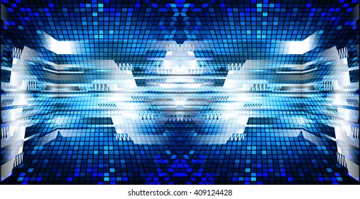 Blue silver abstract hi speed internet technology background illustration. eye scan virus computer. vector