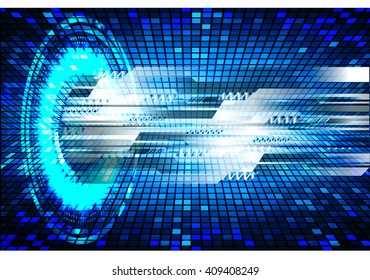 Blue silver abstract hi speed internet technology background illustration. eye scan virus computer. vector. 