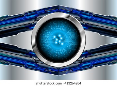 blue silver abstract hi speed internet technology background illustration. eye scan virus computer. motion move. text box. label