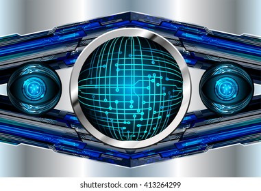 blue silver abstract hi speed internet technology background illustration. eye scan virus computer. motion move. text box. label