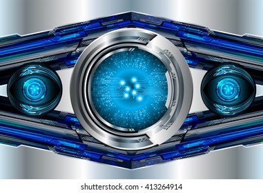 blue silver abstract hi speed internet technology background illustration. eye scan virus computer. motion move. text box. label