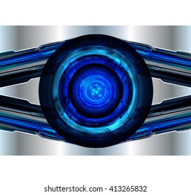 blue silver abstract hi speed internet technology background illustration. eye scan virus computer. motion move.