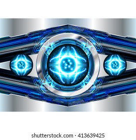 Blue silver abstract hi speed internet technology background illustration. eye scan virus computer. motion move. vector
