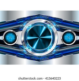 Blue silver abstract hi speed internet technology background illustration. eye scan virus computer. motion move. vector