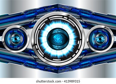 Blue silver abstract hi speed internet technology background illustration. eye scan virus computer. motion move. vector
