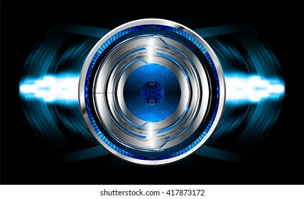 Blue silver abstract hi speed internet technology background illustration. eye scan virus computer. motion move. vector