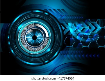 Blue silver abstract hi speed internet technology background illustration. eye scan virus computer. motion move. vector