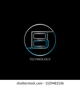 Blue Silver Abstract Techno Circle Line Letter B logo icon design concept  for technology business or more business brand identity.