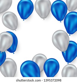 Blue and silver balloon background. Beautifully arranged design for party-celebrations.