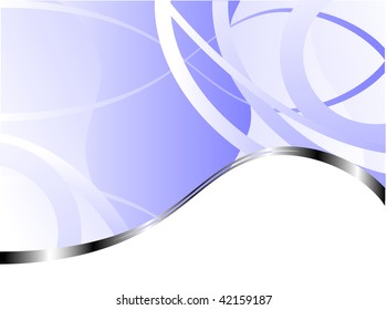 A blue and silver business card template with an abstract blue design over a white lower section with room for text