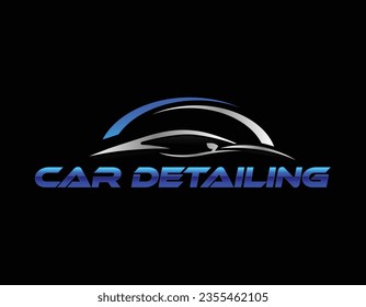 Blue Silver Car Auto Detailing Logo Design Template