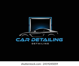 Blue Silver Car Detailing Logo Design Template