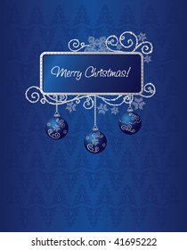 Blue & Silver Christmas Card Illustration