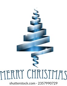 A blue silver Christmas tree ribbon concept illustration