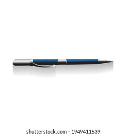 Blue and silver color pen, Vector and illustration ballpoint pen design mockup