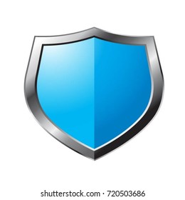 blue & silver color shiny shield-vector drawing