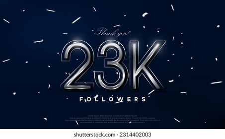 Blue silver design for greeting to 23k followers celebration.