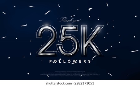 Blue silver design for greeting to 25k followers celebration. svg