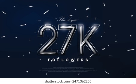 Diseño de plata azul para saludar a los seguidores de 27k celebración.