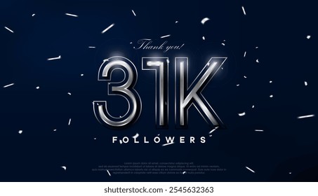 Design de prata azul para saudar a celebração de 31 mil seguidores.