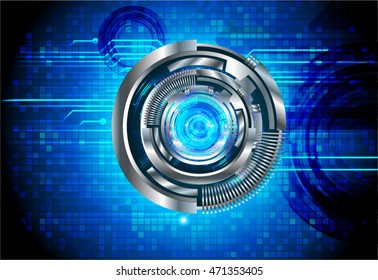 blue silver eye abstract cyber future technology concept background, illustration, circuit. move motion speed. sci-fi. vector, Safety, Closed Padlock on digital