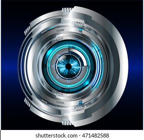 blue silver eye abstract cyber future technology concept background, illustration, circuit. move motion speed. sci-fi. vector, Safety, Closed Padlock on digital