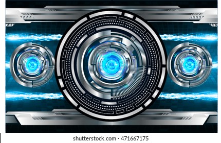 blue silver eye abstract cyber future technology concept background, illustration, circuit. move motion speed. sci-fi. vector, Safety, Closed Padlock on digital