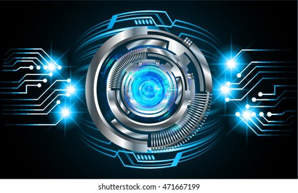 blue silver eye abstract cyber future technology concept background, illustration, circuit. move motion speed. sci-fi. vector, Safety, Closed Padlock on digital