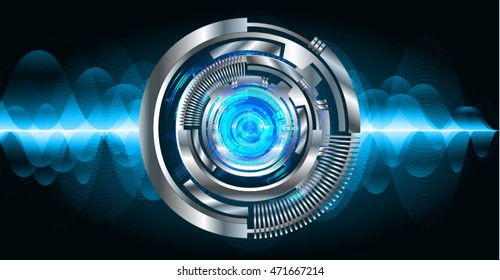 blue silver eye abstract cyber future technology concept background, illustration, circuit. move motion speed. sci-fi. vector, Safety, Closed Padlock on digital