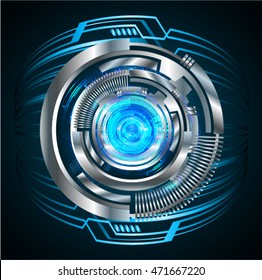 blue silver eye abstract cyber future technology concept background, illustration, circuit. move motion speed. sci-fi. vector, Safety, Closed Padlock on digital
