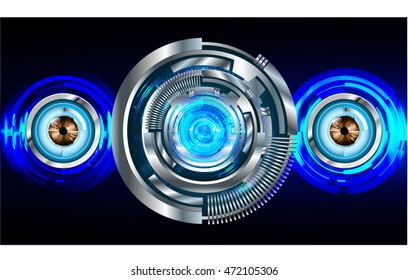 blue silver eye abstract cyber future technology concept background, illustration, circuit. move motion speed. sci-fi. vector, Safety, Closed Padlock on digital
