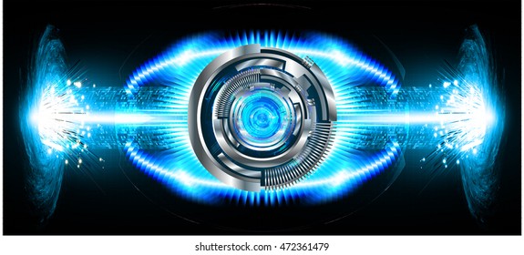 blue silver eye abstract cyber future technology concept background, illustration, circuit. move motion speed. sci-fi. vector, Safety, Closed Padlock on digital. Spark