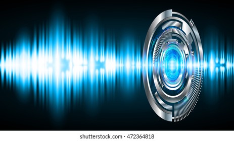 blue silver eye abstract cyber future technology concept background, illustration, circuit. move motion speed. sci-fi. vector, Safety, Closed Padlock on digital. Spark. wave