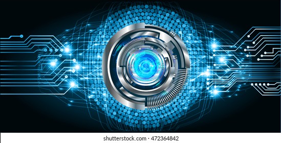 blue silver eye abstract cyber future technology concept background, illustration, circuit. move motion speed. sci-fi. vector, Safety, Closed Padlock on digital. Spark
