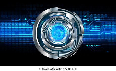 blue silver eye abstract cyber future technology concept background, illustration, circuit. move motion speed. sci-fi. vector, Safety, Closed Padlock on digital. Spark