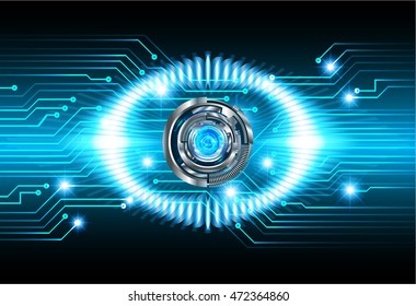 blue silver eye abstract cyber future technology concept background, illustration, circuit. move motion speed. sci-fi. vector, Safety, Closed Padlock on digital. Spark