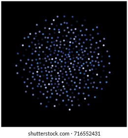Blue Silver Glitter Snow Confetti on Black. Grainy Festive Border Texture. Party Night Decoration. Christmas, New Year Vector Blue Silver Confetti Background. Abstract Falling Snow. VIP Luxury Glitter