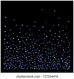 Blue Silver Glitter Snow Confetti on Black. Grainy Festive Border Texture. Party Night Decoration. Christmas, New Year Vector Blue Silver Confetti Background. Abstract Falling Snow. VIP Luxury Glitter