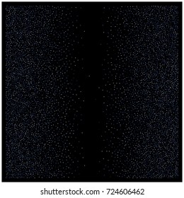 Blue Silver Glitter Snow Confetti on Black. Grainy Festive Border Texture. Party Night Decoration. Christmas, New Year Vector Blue Silver Confetti Background. Abstract Falling Snow. VIP Luxury Glitter