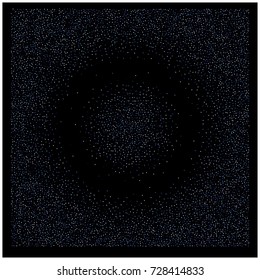 Blue Silver Glitter Snow Confetti on Black. Grainy Festive Border Texture. Party Night Decoration. Christmas, New Year Vector Blue Silver Confetti Background. Abstract Falling Snow. VIP Luxury Glitter