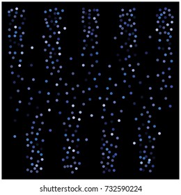 Blue Silver Glitter Snow Confetti on Black. Grainy Festive Border Texture. Party Night Decoration. Christmas, New Year Vector Blue Silver Confetti Background. Abstract Falling Snow. VIP Luxury Glitter
